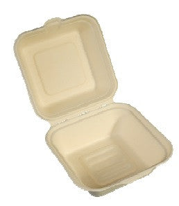 Compostable Sugarcane Clamshell 6"x6"x3", 500/case - C-PAC